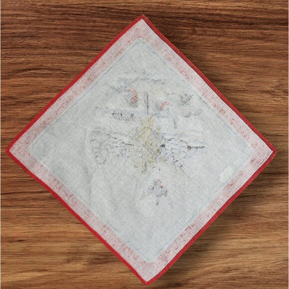 Vintage Swedish Doily Birds Wheat Sheaf Winter Christmas Solstice Print on Linen - Picture 3 of 3